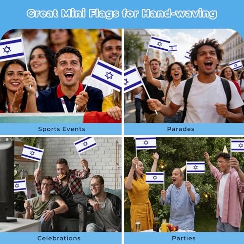 Drapeaux israéliens de table et défilé lot de 12 mini formats à main