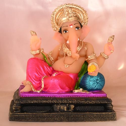 Image of KariGhar Peshwa Ganesh Idol Perfect for Car Dashboard and House Warming Multicolor