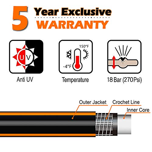 Black-Orange Garden Short Hose 5/8 In. X 10 Ft. Hose Reel Lead In Hose, Male/Female Solid Brass Fittings, No Leaking, Short Connector Hose For Water Softener, Dehumidifier, Camp Rv, Janitor Sink Hose #TOP5