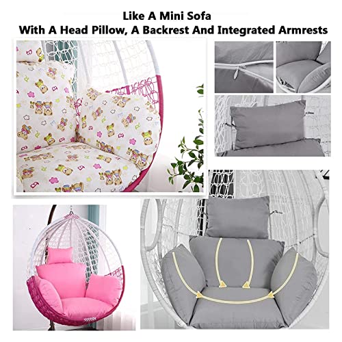 Egg Chair Cushion Washable Outdoor Hanging Swing Chair Seat Cushions With Headrest And Armrests , Replacement Hammock Chair Cushion Cover [Only Chair Pads] 23.5.12S ( Color : Lattice , Size : 68X65Cm/ #TOP4