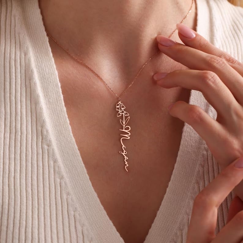 Custom Birth Flower Name Necklace Personalized 925 Sterling Silver Floral Jewelry Bridesmaid Proposal Gifts for Women3