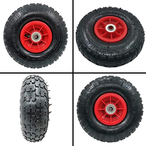 10" Pneumatic Wheel 4.10/3.50-4" Replacement Tire for Wheelbarrow, Symmetric Axle