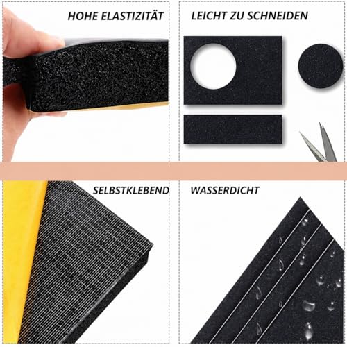 Zayejod Schaumstoffplatte NBR Selbstklebende, Garagen Wandschutz, Moosgummi, Gummiplatte Dämmmatte Auto Möbel, Antivibration rutschfest Schalldämmung -4pcs,Dicke 5mm,30x20cm