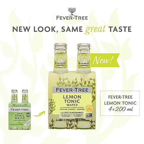 Image of Fever Tree Lemon Tonic Water - Premium Quality Mixer - Refreshing Beverage for Cocktails & Mocktails. Naturally Sourced Ingredients, No Artificial Sweeteners or Colors - 200 ML Bottles - Pack of 24