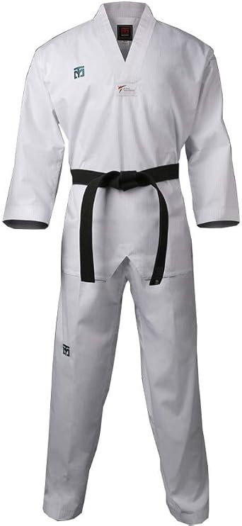 MOOTO Korea Taekwondo Challenger Uniform Black,White V-Neck Martial Arts Karate Hapkido Team Demonstration Gym 2. White, 170Height170179cm5.585.87ft