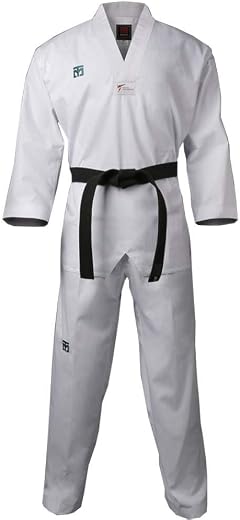 MOOTO Korea Taekwondo Challenger Uniform (Black,White V-Neck) Martial Arts Karate Hapkido Team Demonstration Gym (2. Whit...