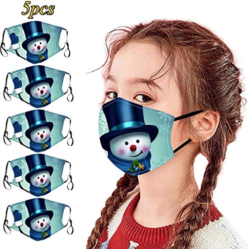 Preisvergleich Produktbild Cloodut 5er Pack Kinder Mundschutz Multifunktionstuch 3D Druck Bandana Waschbar Staubdicht Camouflage Atmungsaktiv Mund-Nasen Bedeckung Weihnachten Halstuch Schals Jungen Mädchen