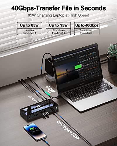 Thunderbolt 4 Dock, Iviin Thunderbolt 4 Docking Station Dual Monitor 4K Or Single 8K@60Hz, 16-In-1 Thunderbolt 4 Hub With 85W Charging Usb C Laptop Compatible With Macbook Dell Hp, Thunderbolt 3 Dock #TOP5