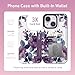 Goodon for iPhone 13 Mini Case Wallet - Flip Folio Leather Cover with Trendy Floral Design, 4 Card Slots & Kickstand Function, Stylish Protective Phone Case for Women Girls - Purple Blooming Flowers