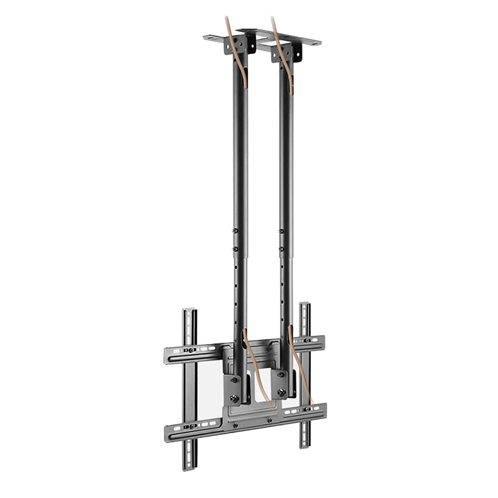 Soporte de TV de altura ajustable con soporte de techo, soporta pantallas de hasta 70 kg, instalación en pared o techo