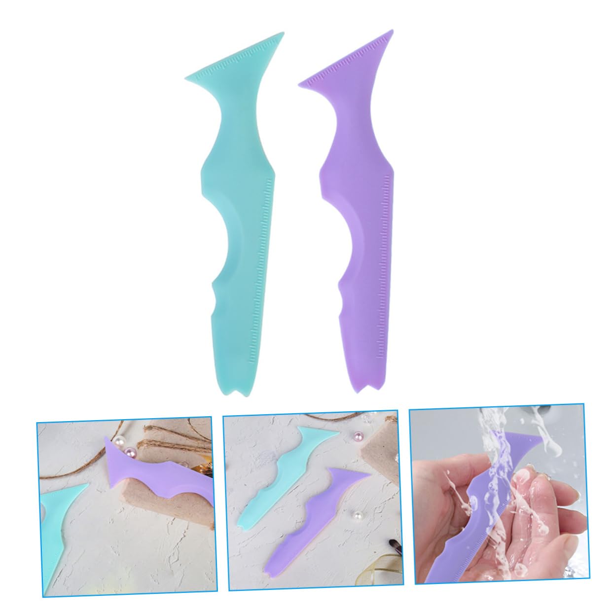 FRCOLOR 6pezzi Stencil Per Eyeliner e Mascara in Silicone Strumento Multifunzionale Per Make up Applicatore Per Portatile e Colori Blu