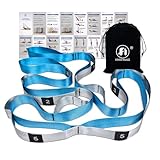 Foyer Nuage Yoga Stretching Band, nicht elastischer Yoga-Stretchgurt mit Schlaufen, 3,8 cm x 2,45 m, Stretchbänder für Physiotherapie, Pilates, Tanz, Gymnastikübungen(Blau)