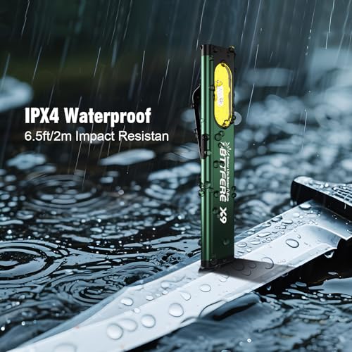 Bttfere 2 Pack Pocket Flashlight EDC Clip Light with Magnetic Base - 675 Lumen Rechargeable Slim Flat IPX4 Waterproof Dual Modes Compact LED Flashlight for Camping Travel Emergency Green by Bttfere - Image 6