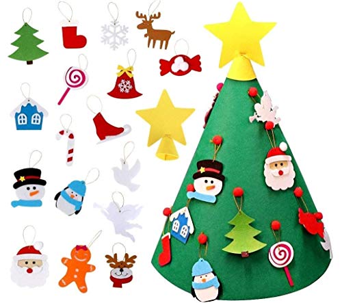 KEEHOM Set Árbol de Navidad de Fieltro y Pegatinas para Ventana, DIY...