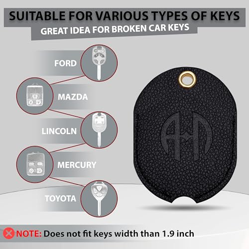 Image of Leather Keys Sleeve for Broken Car Key Loop Replacement - Cute Keychain Cover - Protector, Holder for Men & Women