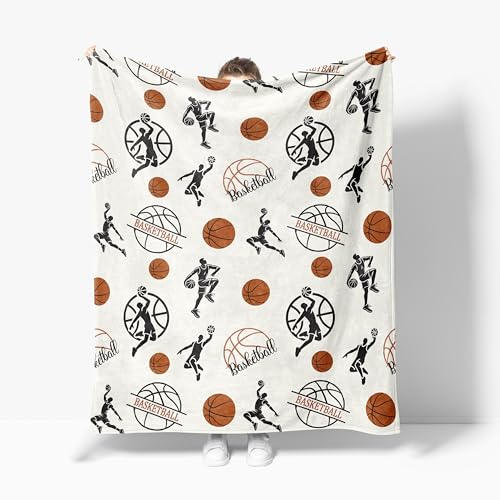 Basketball Blanket Sports Fleece Throw Blanket Super Soft Warm Cozy Fuzzy Plush Basketball Blanket Gifts for Men Women Girls Boys Kids Teens Room Decor 40"X50"