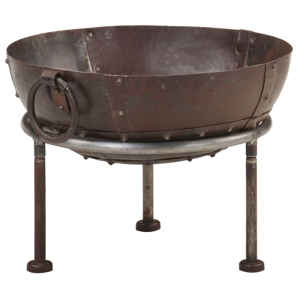 Brasero rústico de hierro de 40 cm de diámetro, diseño marrón, para jardín, terraza, balcón, anillo portátil para noches acogedoras con calor