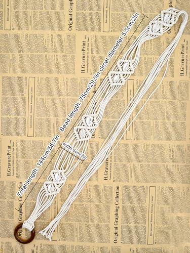 TeeYee Women's Waist Belt Adjustable Boho Style Handwoven Tassel Rope Tie with Wooden Beads Braided Chain for Dress2