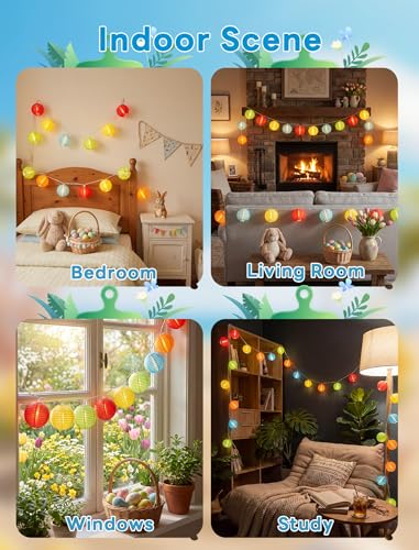 Image of Multicolor Lantern String Lights Outdoor, 8.5FT Plug-in Patio String Lights with 10 Mini Hanging Lanterns, Waterproof Decorative Lights for Garden, Bedroom, Bistro, Christmas Party