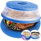 2 in 1, Aidacom Microwave Mat & Food Cover- Mat as Bowl Holder, Cover for Splatter Guard, Multi-use: Silicone Trivet, Pot Holders, Drying, Baking, Place Mat, Utensils Rest for Kitchen Counter, Blue