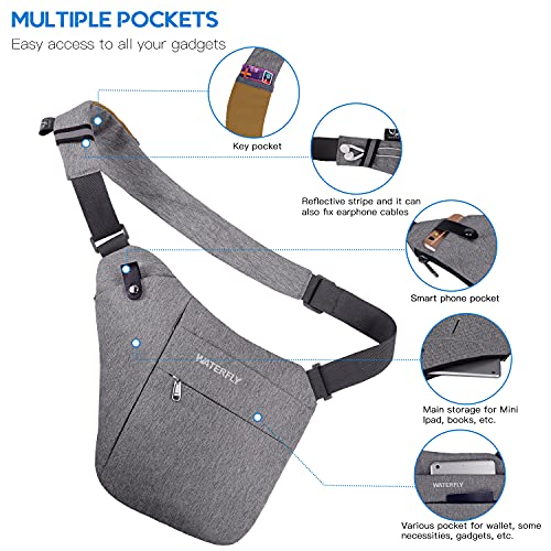 image for WATERFLY Sling Crossbody Chest Bag: Slim Anti-Theft Cross Body Bag Ove
