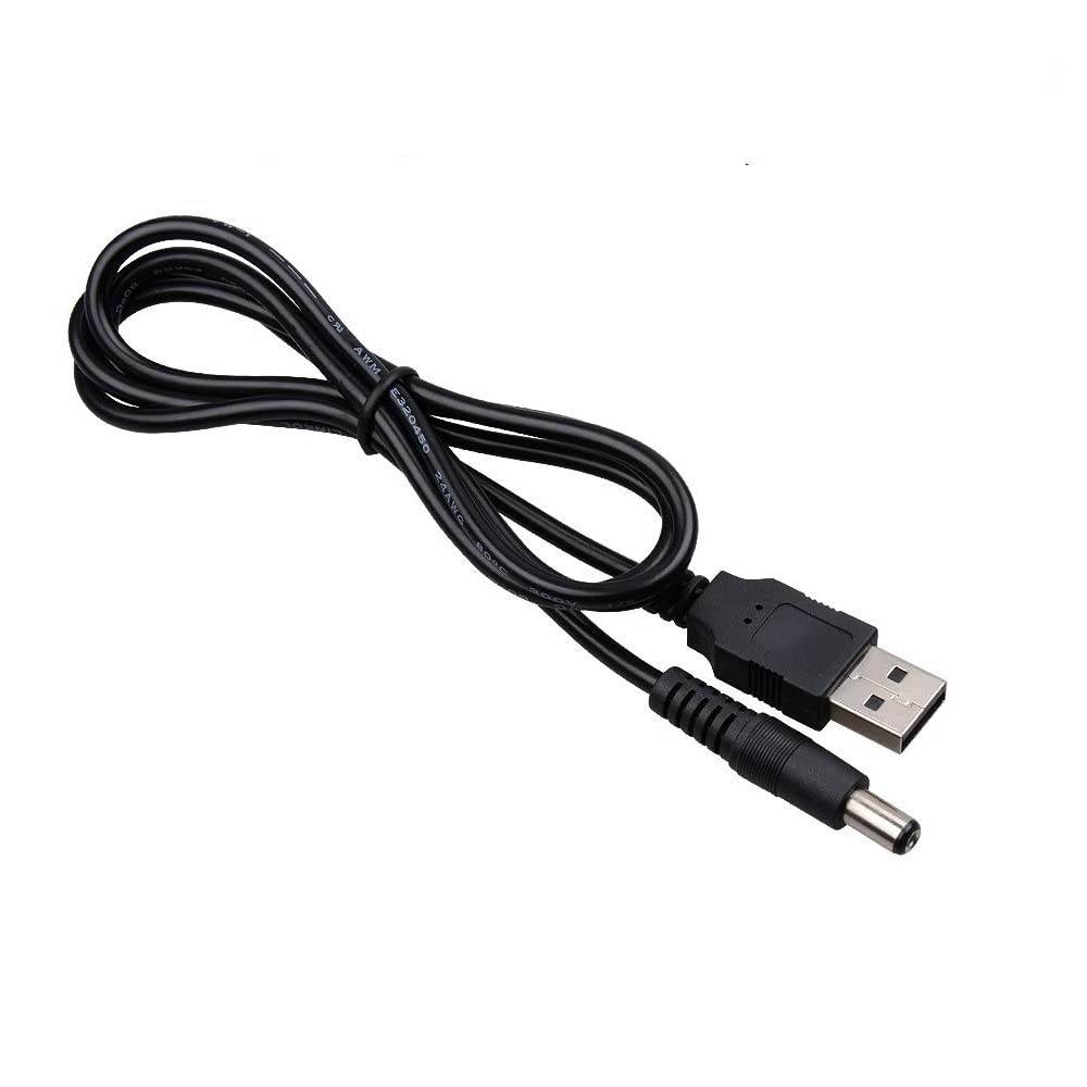 QBM USB A Type to DC 2.5x5.5mm 15cm Long Cable Smartphone, Charging Adapter (Black)