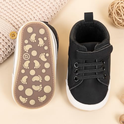 Image of CENCIRILY Baby Boys Girls High Top Sneakers Soft Soles Anti Skid Infant Ankle Shoes Toddler Prewalker First Walking Crib Shoes