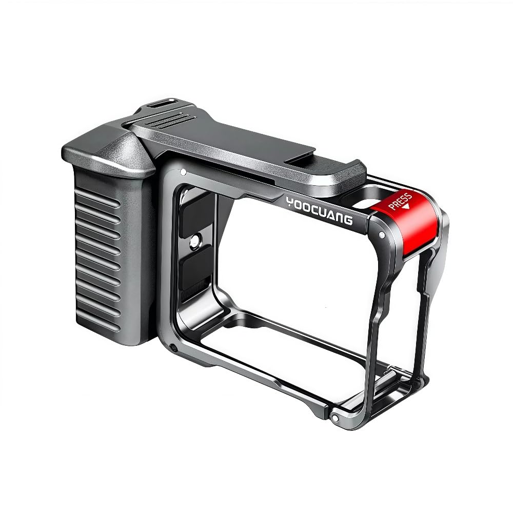 Metal Street Beat Handle Cage for Ace Pro 2, Ace Pro, Ace, Quick Release Magnetic Camera Protective Frame, Explorer Grip kit,Gray