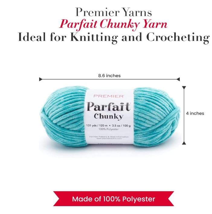 Image of Premier Yarns Parfait Chunky Chenille Yarn 3.5 Oz 6 Super Bulky Weight 3 Pack Bundle with Bella's Stitch Place Holders (Lagoon)
