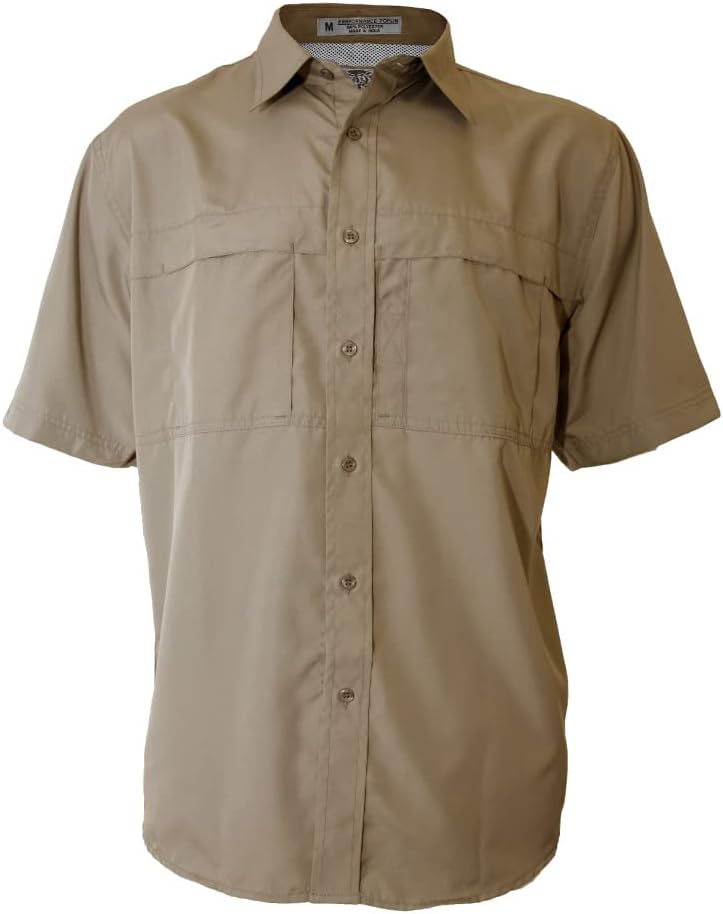 Men's Pescador Polyester Short Sleeve Fishing Shirt Wicking Fabric Sun Protection Casual Button Down Shirt