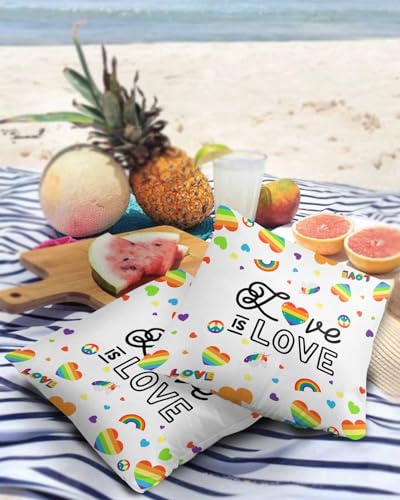Edwiinsa Abstract Love Outdoor Pillow Covers Waterproof,All Weather Cushion Case Set of 2 Decorative Pillowcases for Sofa Couch Bed Decor Patio Furniture 16