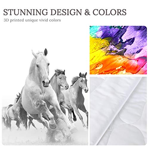 Sleepwish Horse Comforter Set Vintage Farm Animal Bedding Black And White Running Horses Queen Size Bed Set 4 Piece Western Quilts For Queen Bed #TOP2