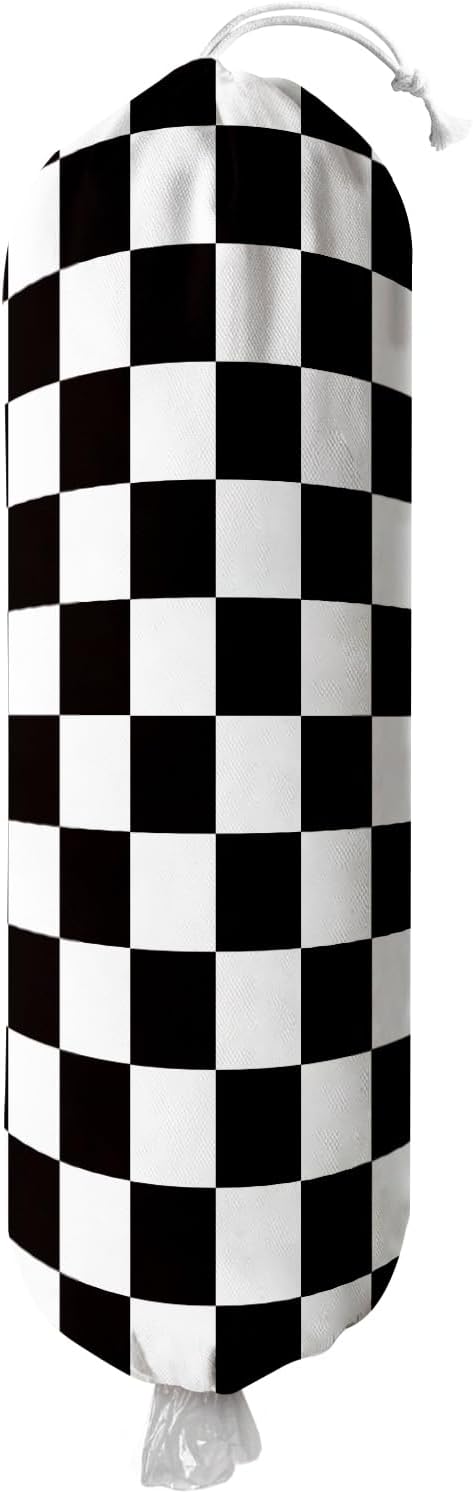 Plastic Bag Holder, Wall Mount Plastic Bag Organizer Dispenser Reusable Grocery Bag Organizer for Home Kitchen(Pink Checkered)
