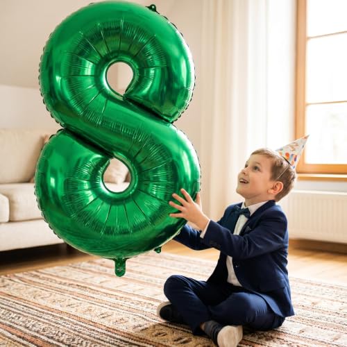 Image of YPSelected 32 Inch Large Foil Helium Number Balloon Birthday Wedding Party 0-9 (Green, 8)