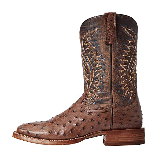 Ariat Men`s Gallup Mocha Full Quill Ostrich 11` Distressed Wheat Top Square Toe Boot2