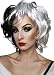 Cruel Devil Costume Wig Fits Adult & Kids. Short Black White Wigs for Cosplay Halloween + Wig Cap Included