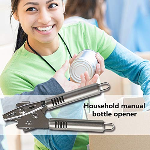 Abridor de latas de aço inoxidável limpo manual com corte lateral para abridor de garrafas