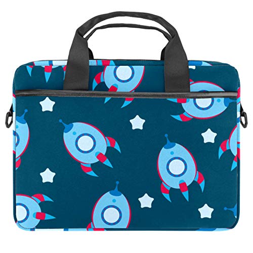 Sacoche ordinateur portable 14" bleu motif fusées avec sangle amovible robust