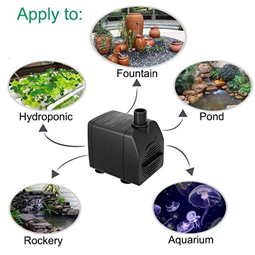 Knifel Submersible Pump 200Gph Ultra Quiet With Dry Burning Protection 5.2Ft High Lift For Fountains, Hydroponics, Ponds, Aquariums & More………… #TOP6