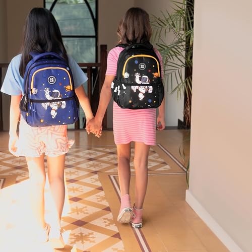 Image of Gear Floating Astronaut 4 Compartment Backpack 15 inch /20L Small Water Resistant School Bag /Casual 4 Compartment Backpack /Daypack /Kids Bag for Boys /Girls (Navy-Orange)