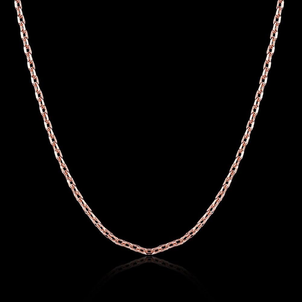 Cutesmile Fashion Jewelry 18k Gold/Rose Gold/White Gold 1.5mm Rolo Adjustable Chain Crafted Necklace (Rose Gold)