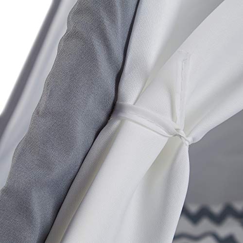 Relaxdays tipi speeltent kind, met vloer, tent kinderkamer, wigwam kindertent, HxBxD: 150 x 120 x 120 cm, wit-grijs - Afbeelding 7