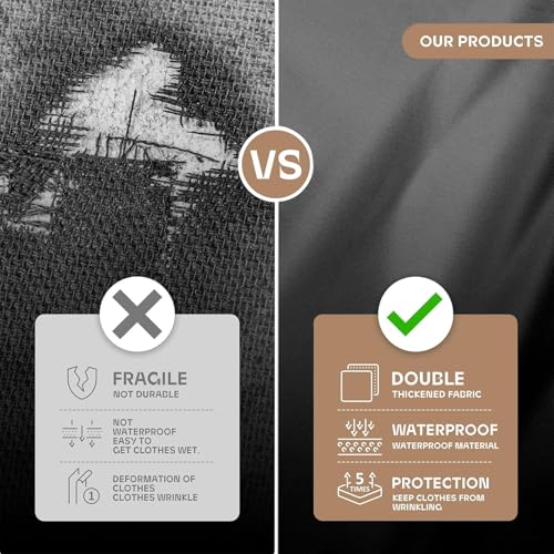 AMFUN 180x60cm Kleidersack, 2 Stück Faltbare Kleiderhülle mit Griffen, Atmungsaktive Kleidersäcke mit Reißverschluss, Feuchtigkeit für Brautkleider Abendkleider (Schwarz)