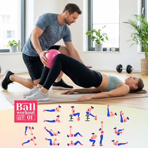 Image of 4 Pcs Small Exercise Pilates Ball Bulk 9 Inch Mini Yoga Balls Anti Burst and Slip for Stability, Fitness, Physical Therapy, Stretching & Core Workout at Home Gym Office Class