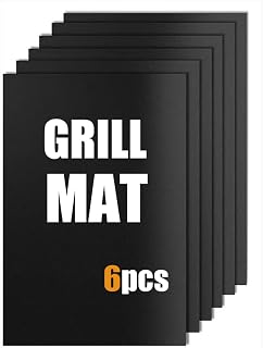 BBQ Grill Mat,Set of 6 Non-Stick,Fireproof Grill Sheets,Barbecue Accessory for Gas,Charcoal, Electric Grills. Reusable and Dishwasher Safe,Easy to Clean Barbque Grill Accessories/Grill Grease Tray