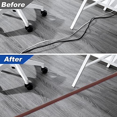 4Ft Cord Cover Floor, Brown Cord Hider Floor, Extension Cable Cover Power Cord Protector Floor, Cable Management Hide Cords On Floor- Soft Pvc Wire Covers - Cord Cavity: 0.47" (W) X 0.24" (H) #TOP5