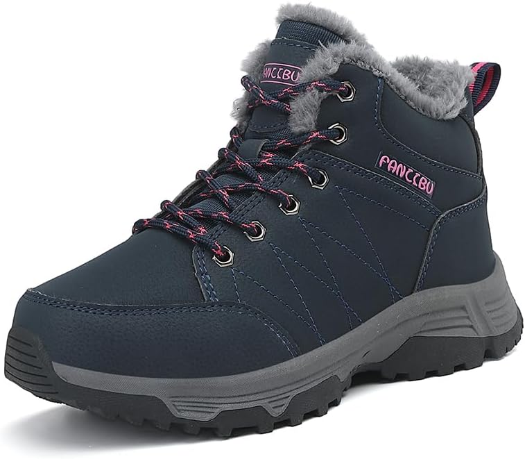 Women's Snow Boots Waterproof Winter Boot Walking Comfortable Hiking Outdoor Lace-Up Booties Fur Lined Outdoor Non-Slip Comfort Warm Work Boots Hiker Trekking Trail