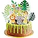 Set di 11 Topper Torta Animale, 3D Jungle Animal Cake Decorazioni, Happy Birthday Cake Topper, Animali Della Giungla Cupcake Topper, Decorazione Della Torta per Animali Della Giungla Safari