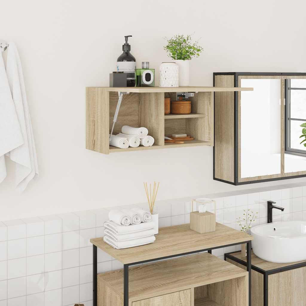 Tomostar Armoire Murale de Salle de Bain, Meuble Haut Salle de Bain Armoire de Toilette Suspendu chêne Sonoma 60x25x30 cm Bois ingénierie