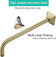 Vista 3 de Brazo de ducha de barrido de 16 pulgadas de largo montado en la pared Extensión de cabezal de ducha dorada con brida única, conexión estándar de 1/2